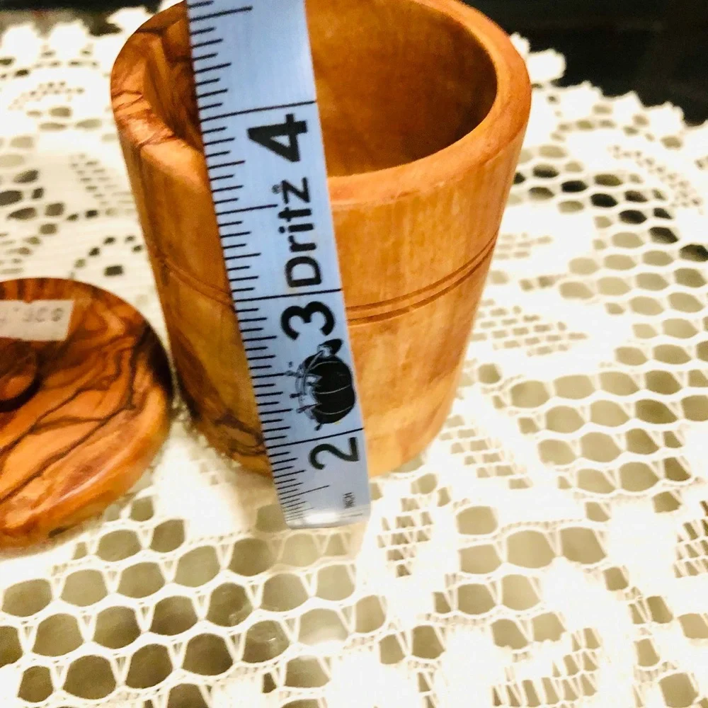 NATURAL OLIVE WOOD HONEY JAR